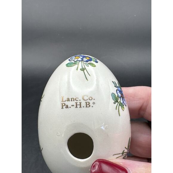 Delft Style Porcelain Blue White Egg from Lancaster PA Windmills Flowers - Picture 9 of 9